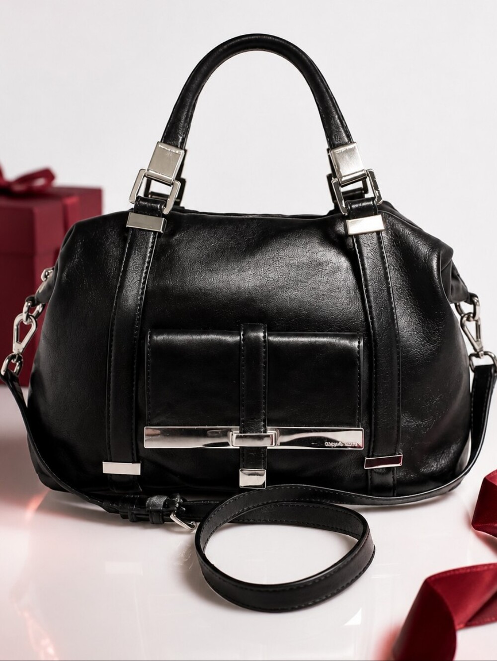 XLG/RARE/HTF MICHAEL KORS SATCHEL/CROSSBODY W/SILVER ACCENTS